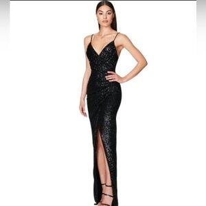 Elegant Black Sequin Evening Gown